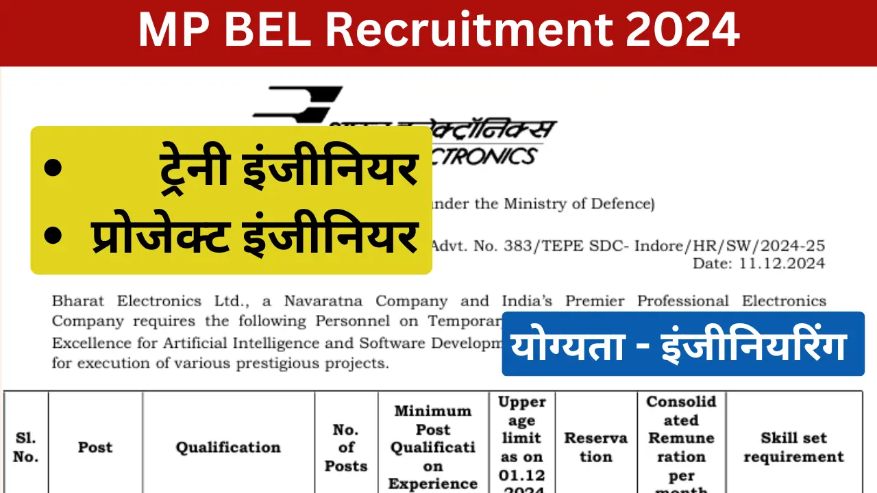 MP BEL Recruitment 2024
