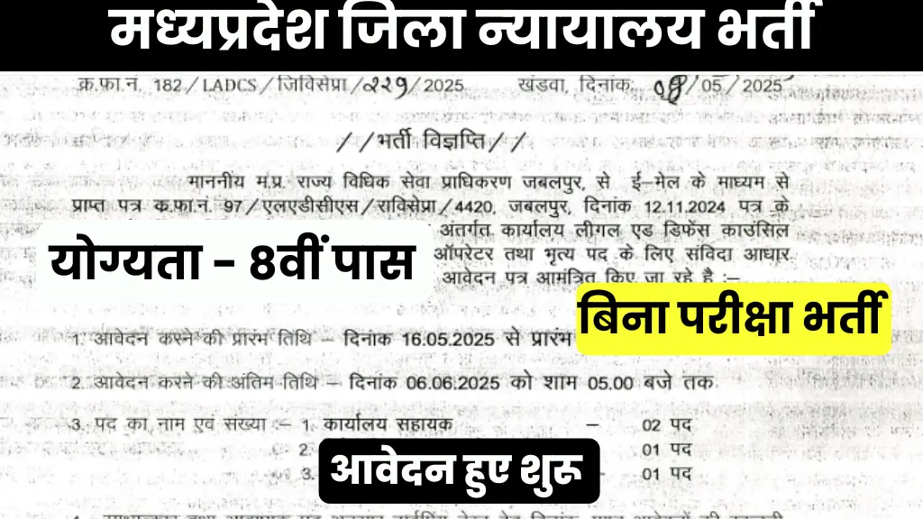 MP DLSA Recruitment 2025