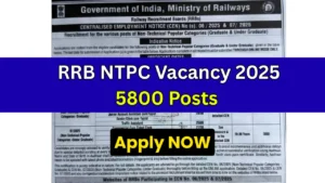 RRB NTPC Graduate Level Recruitment 2025: 5800 Posts Apply Online